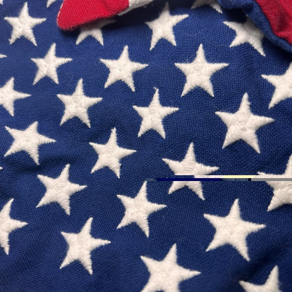 Vintage The Antique Boutique USA Flag Top Size L Stars Stripes Tie Front USA VTG - Picture 8 of 10